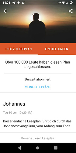 screenshot YouVersion Bible App Reading Plan info screen