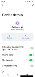 Bluetooth settings with HD audio turned off. This "works", but you fall back to what I guess is a lower quality "Media audio" setting.