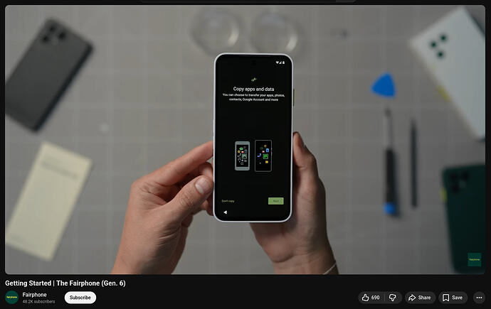 Google Android Stockrom on Fairphone, Android Switch Migration screen