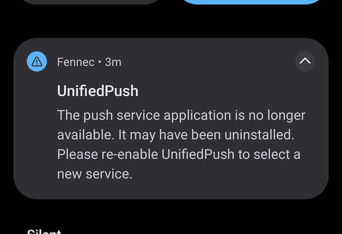 Screenshot UnifiedPush Fennec