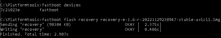 CMD flash recovery